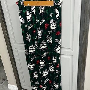 Green Holiday Pajama Pants with Graphic Print Christmas story oh fudge ,